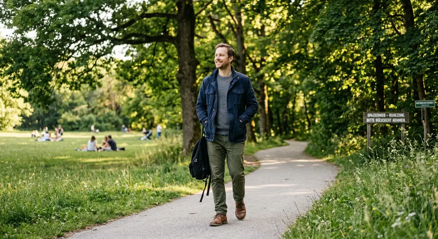 Person macht bewusst eine Wett-Pause und geht im Freien spazieren