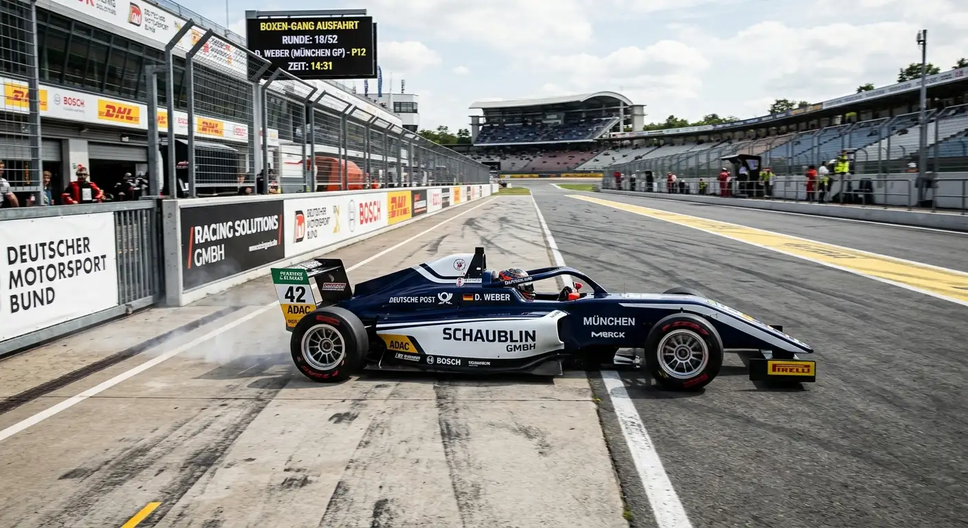 Formel-1-Auto verlässt die Boxengasse, Pit-Window-Entscheidung während des Rennens