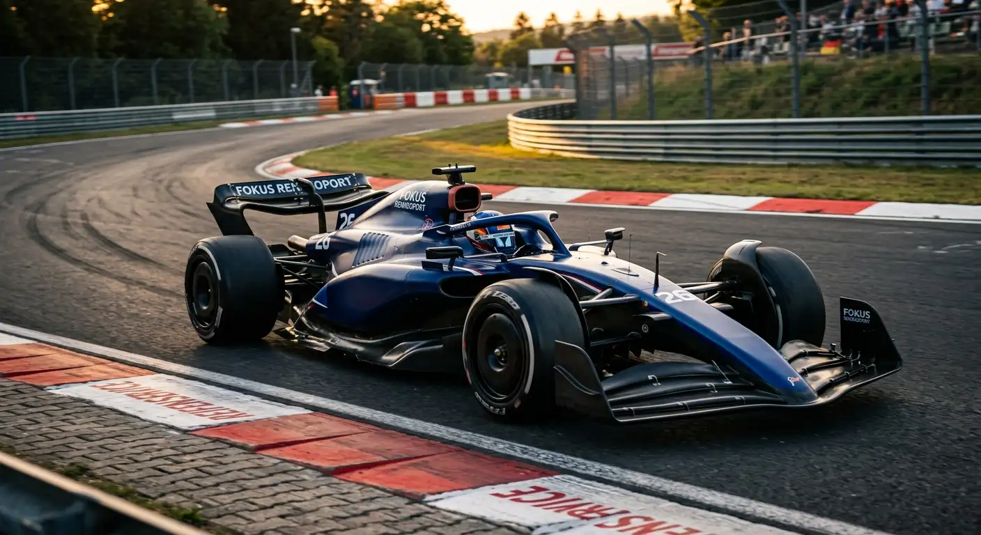 Detaildarstellung eines Formel-1-Autos nach 2026er-Reglement mit schmalerer Karosserie