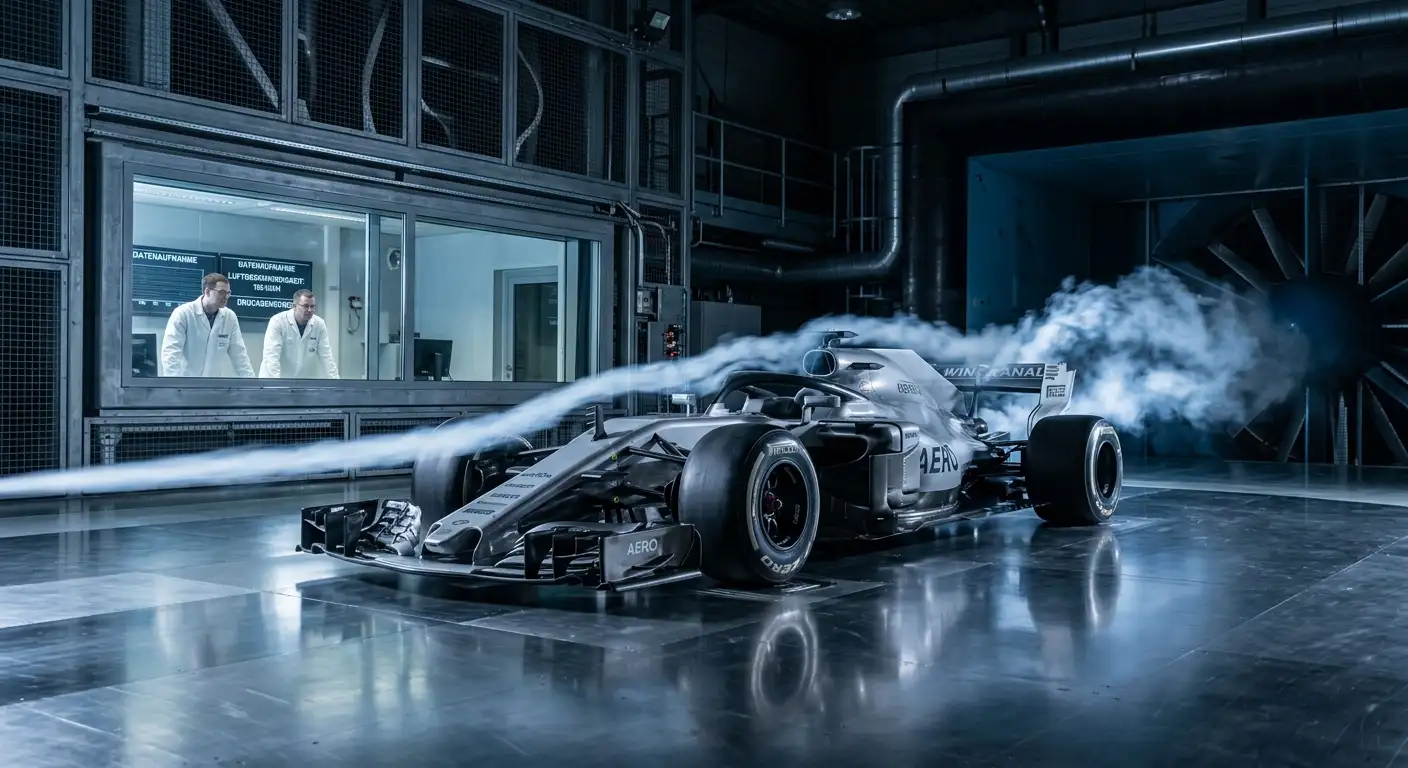 Entwicklung der aktiven Aerodynamik eines Formel-1-Fahrzeugs im Windkanal