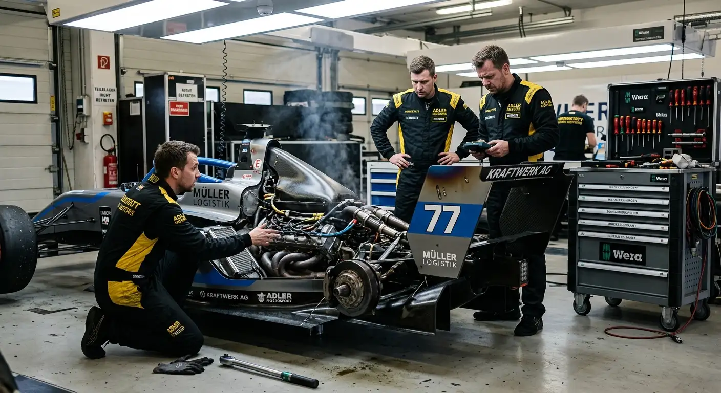 Formel-1-Wagen mit technischem Defekt während der Übergangssaison 2026