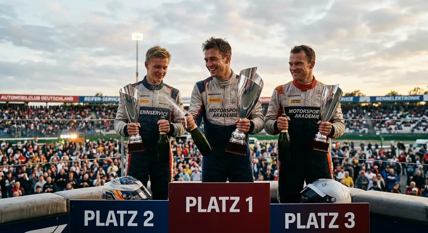 Formel-1-Podium mit Siegerehrung nach einem Grand Prix