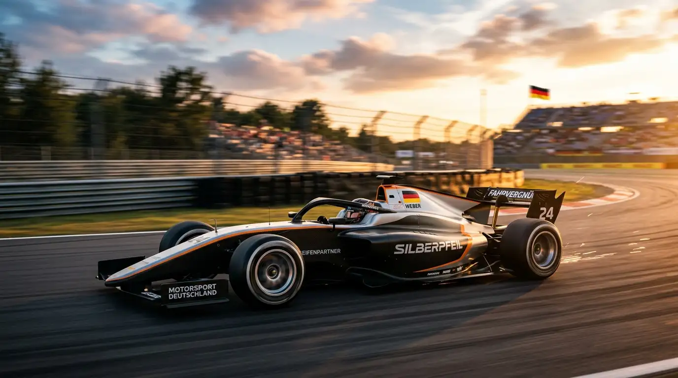 Formel-1-Bolide in voller Fahrt auf der Rennstrecke bei Sonnenuntergang als Sinnbild für Handicap-Wetten 2026