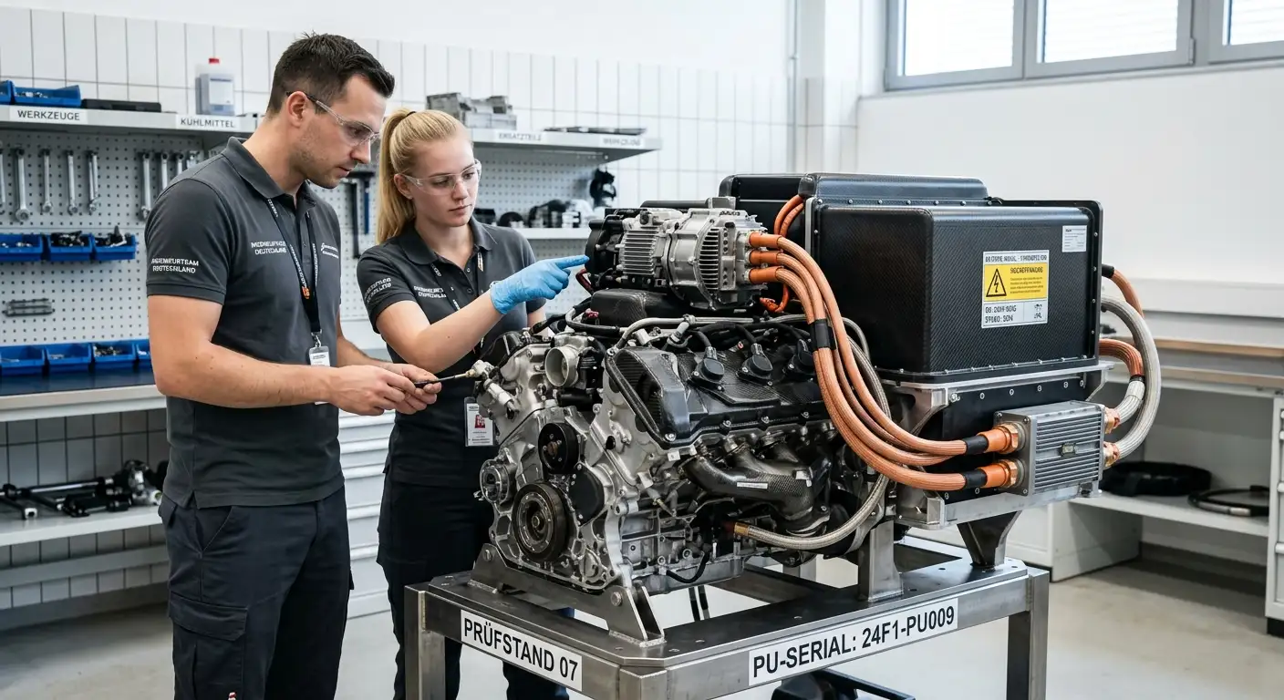 Elektrische Antriebseinheit und Batteriemodul eines modernen Formel-1-Fahrzeugs
