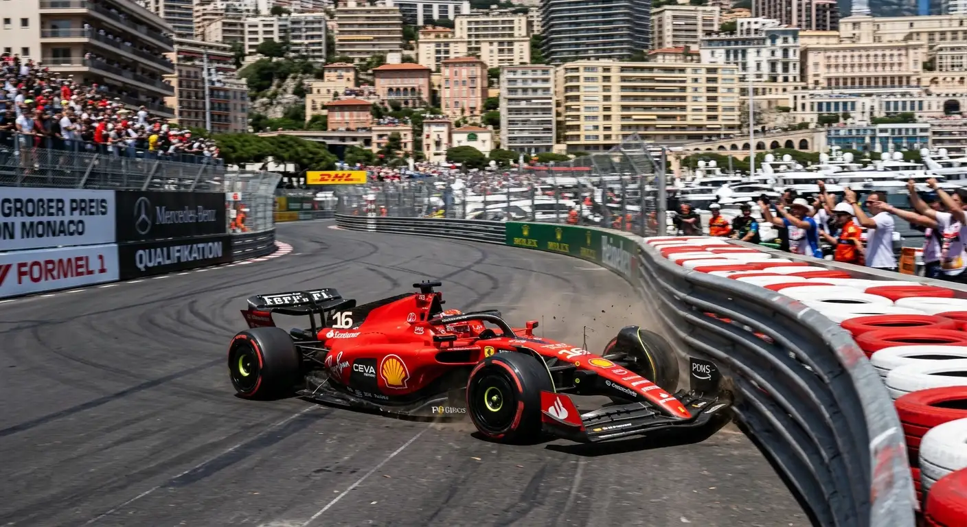 Formel-1-Auto in einer schnellen Qualifying-Runde auf dem Stadtkurs von Monaco