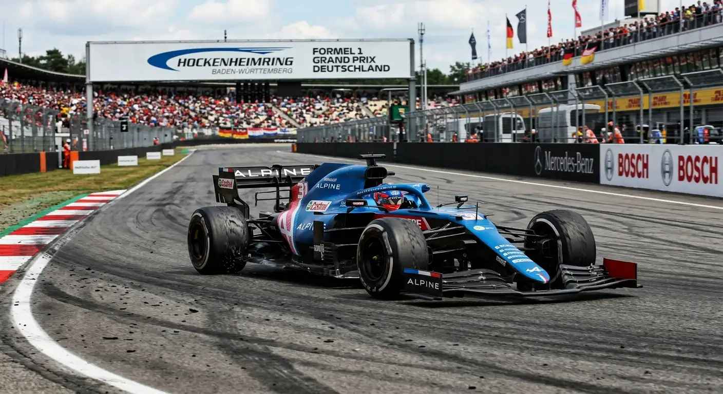 Formel-1-Auto mit Reifenabbau im Rennen, breitere Pace-Streuung als im Qualifying