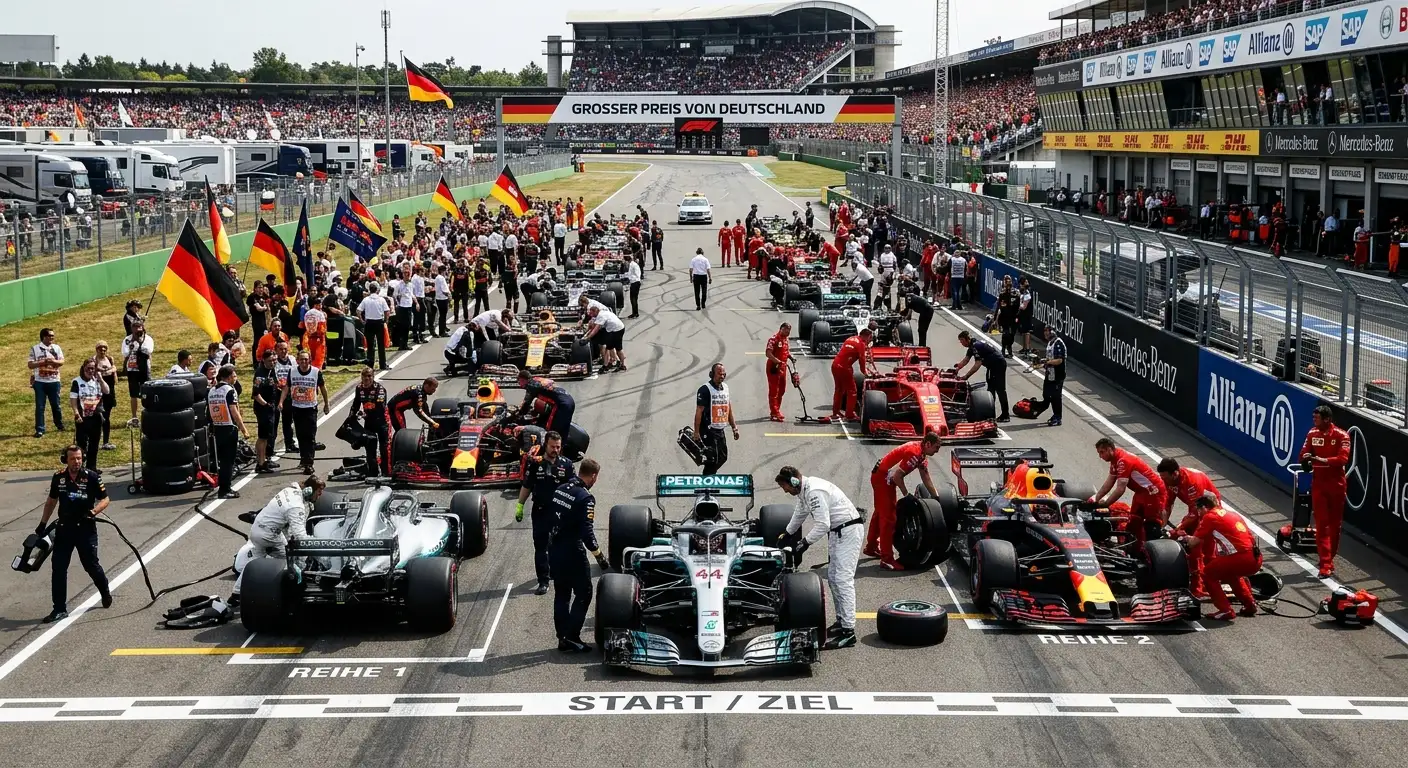 Startaufstellung der Formel-1-Autos beim ersten Rennen einer neuen Saison