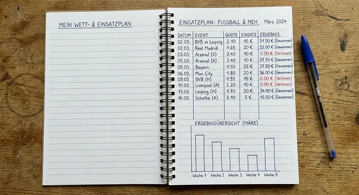 Hand notiert verschiedene Einsatz-Modelle handschriftlich in einem Notizbuch